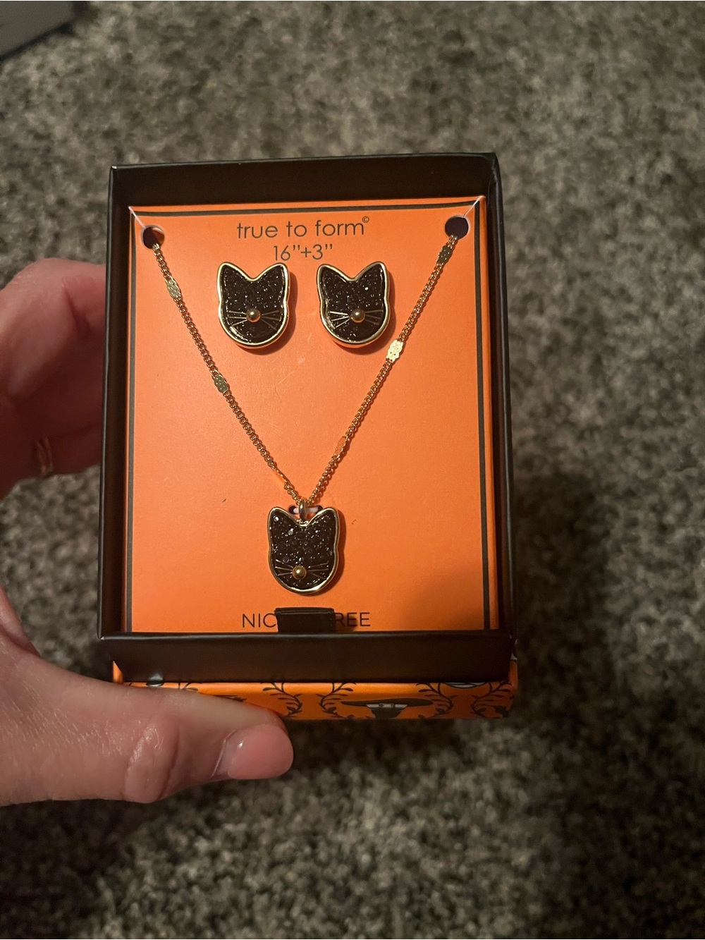 True to Form black cat earrings and necklace